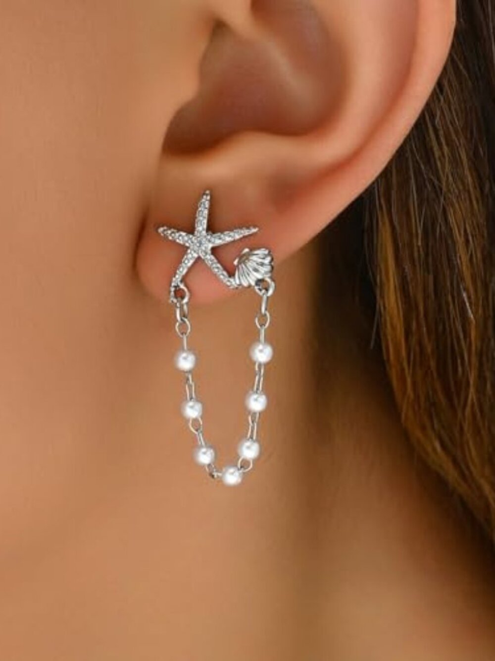 Gold Starfish Beach Stud Earrings for Women